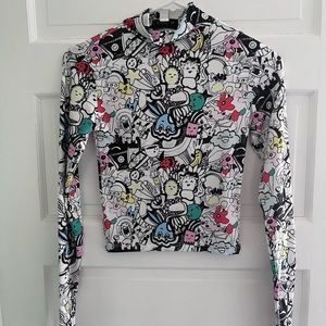 Topshop manga print long sleeve top